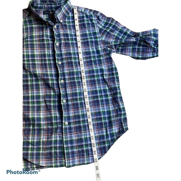 RALPH LAUREN boys blue/ green plaid button down shirt size large (14-16) - Picture 5 of 5